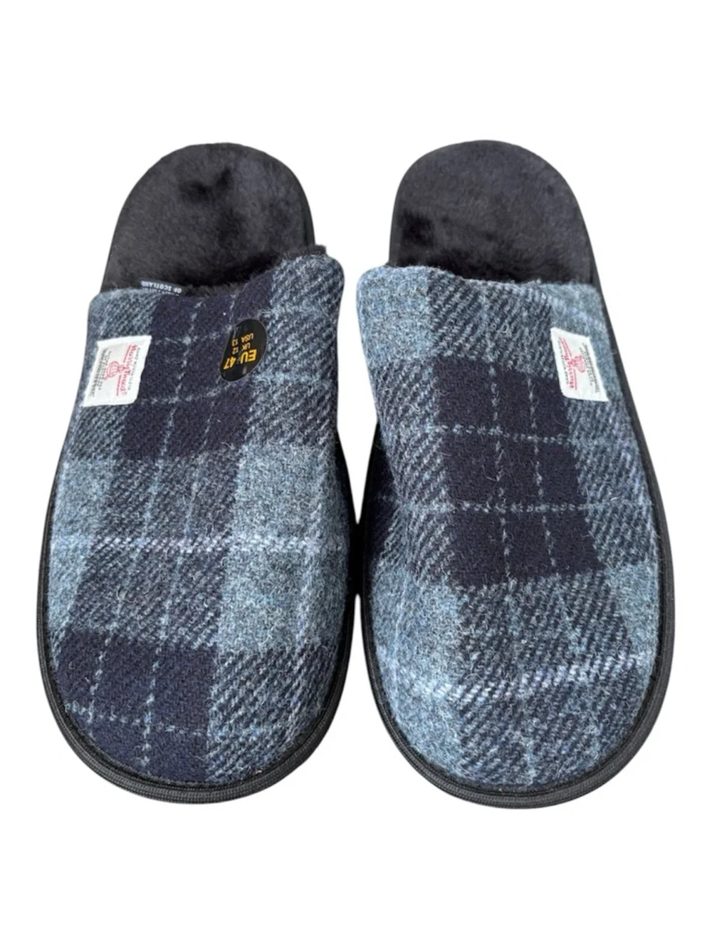 NWT Harris Tweed Men’s Tartan Wool Slip-On House Slippers Size 13